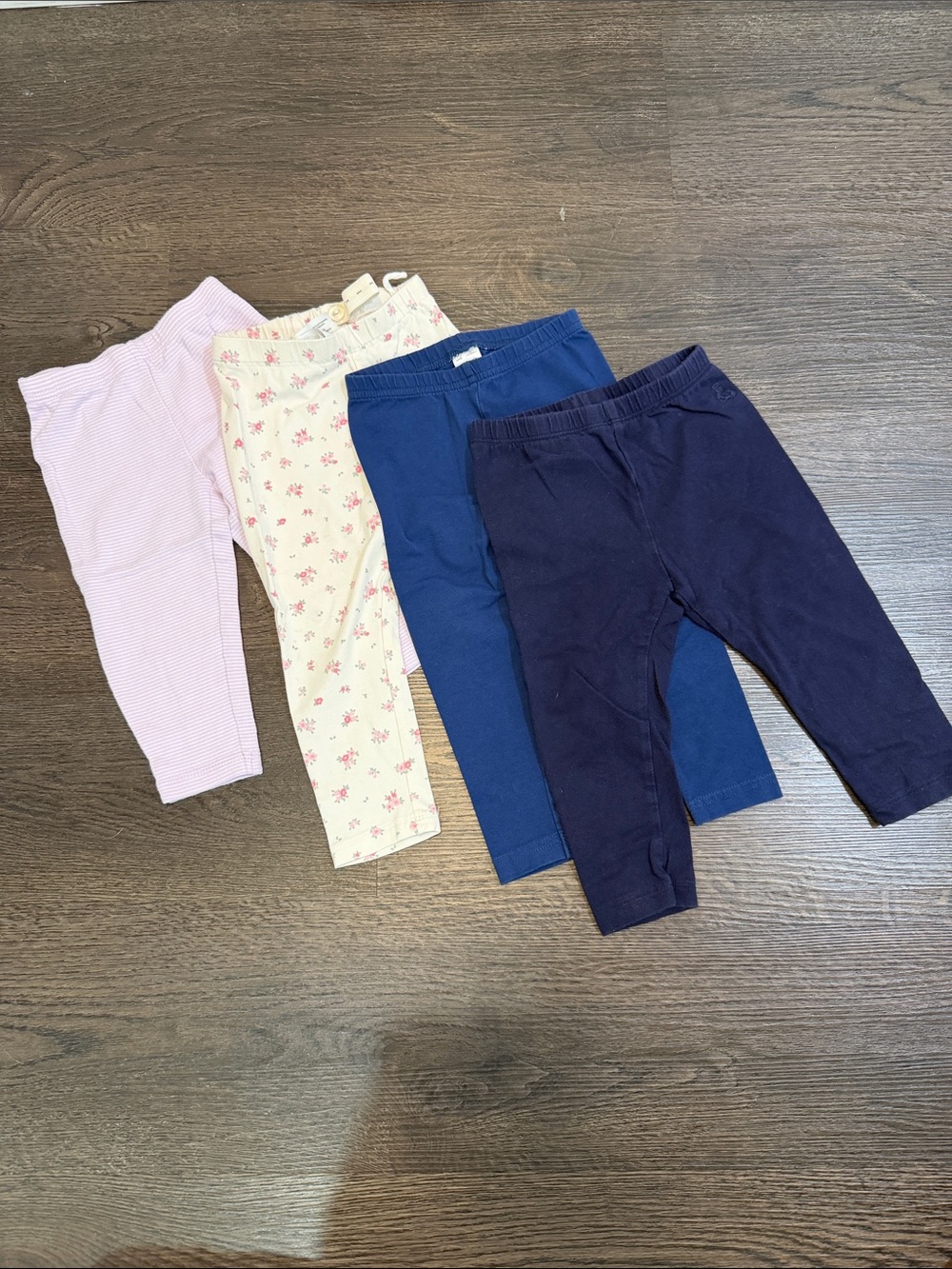 Kids 4-Pack Cotton Leggings - Pink, Cream Floral, Blue, Navy